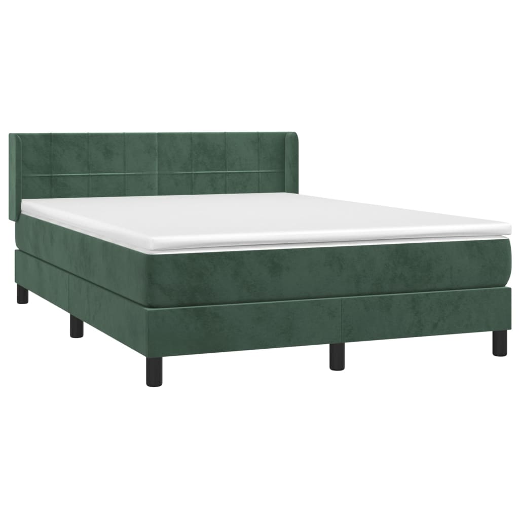 Box Spring Postel S Matrací Samet Tmavě Zelená
