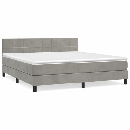 Box Spring Postel S Matrací Samet Světle Šedá