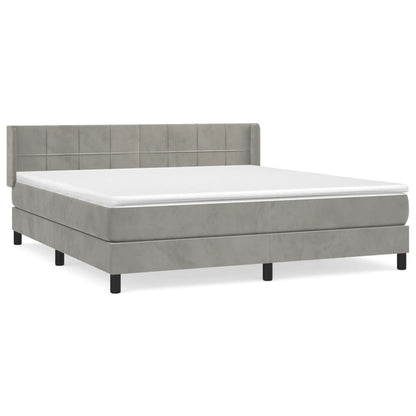 Box Spring Postel S Matrací Samet Světle Šedá
