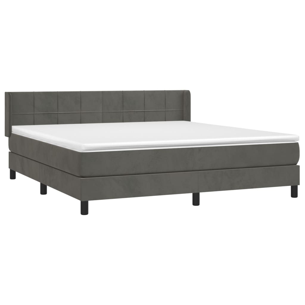 Box Spring Postel S Matrací Samet Tmavě Šedá