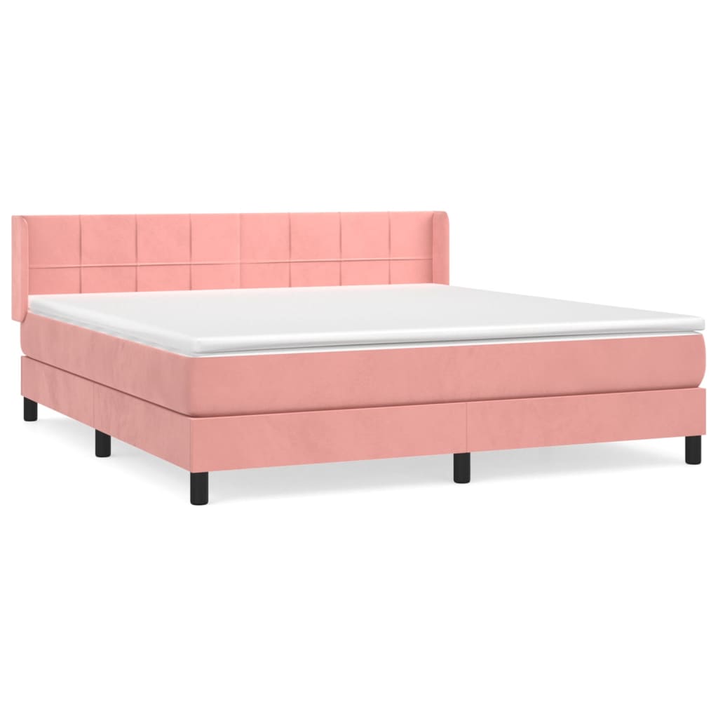 Box Spring Postel S Matrací Samet Růžová