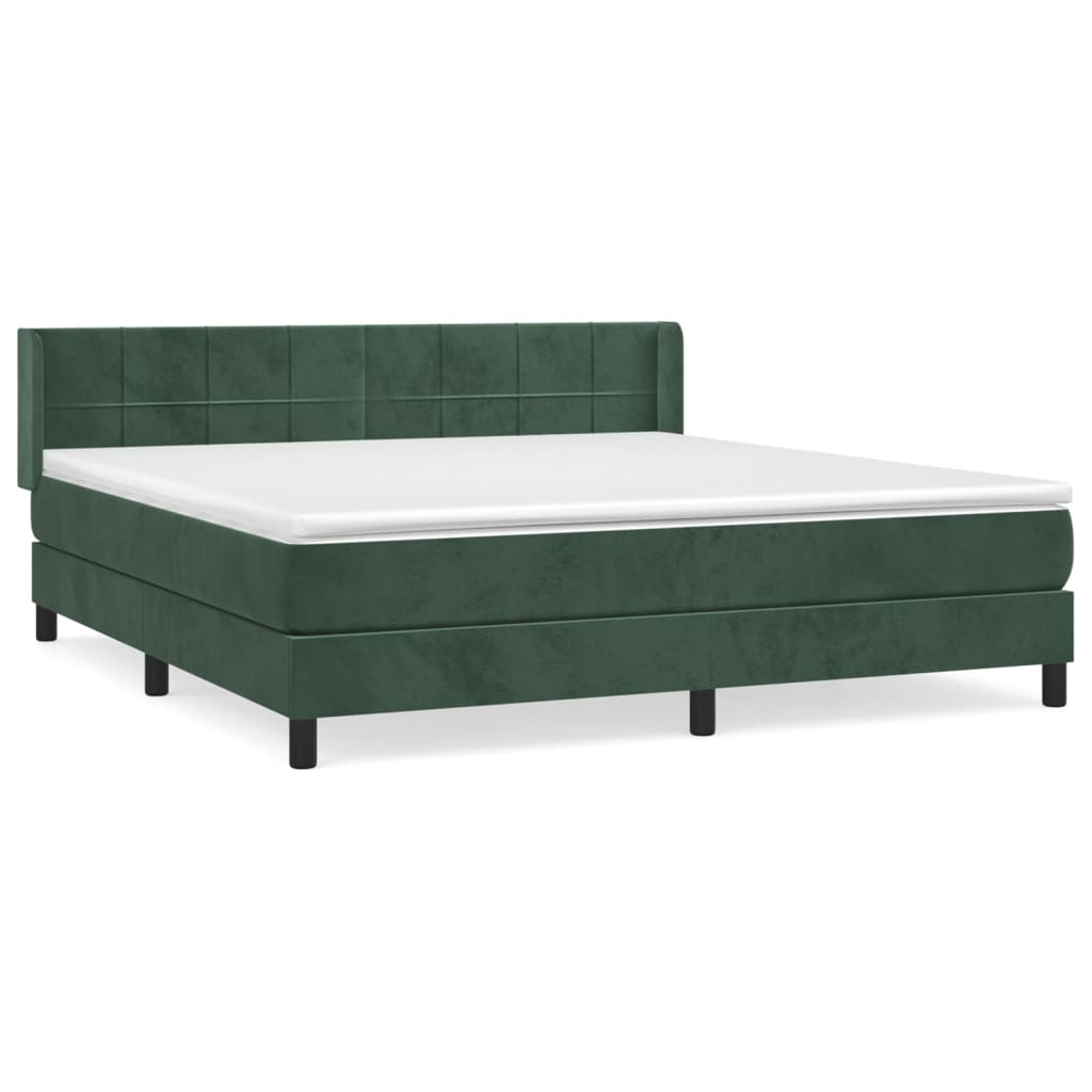 Box Spring Postel S Matrací Samet Tmavě Zelená