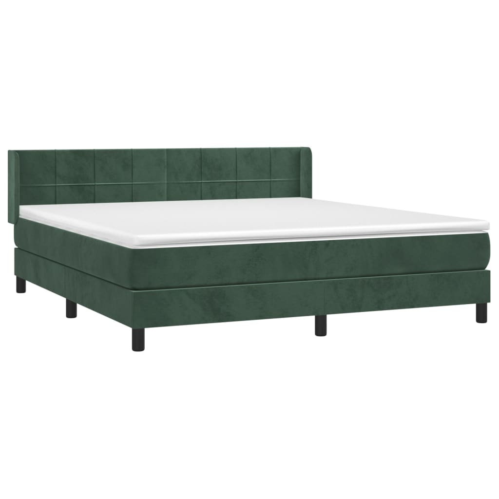 Box Spring Postel S Matrací Samet Tmavě Zelená