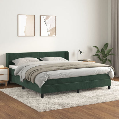 Box Spring Postel S Matrací Samet Tmavě Zelená