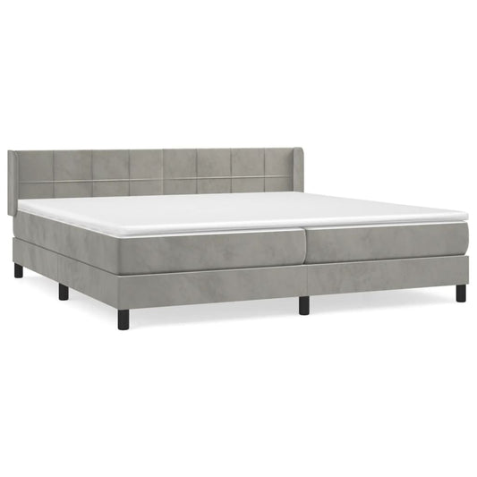 Box Spring Postel S Matrací Samet Světle Šedá