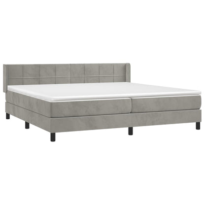 Box Spring Postel S Matrací Samet Světle Šedá