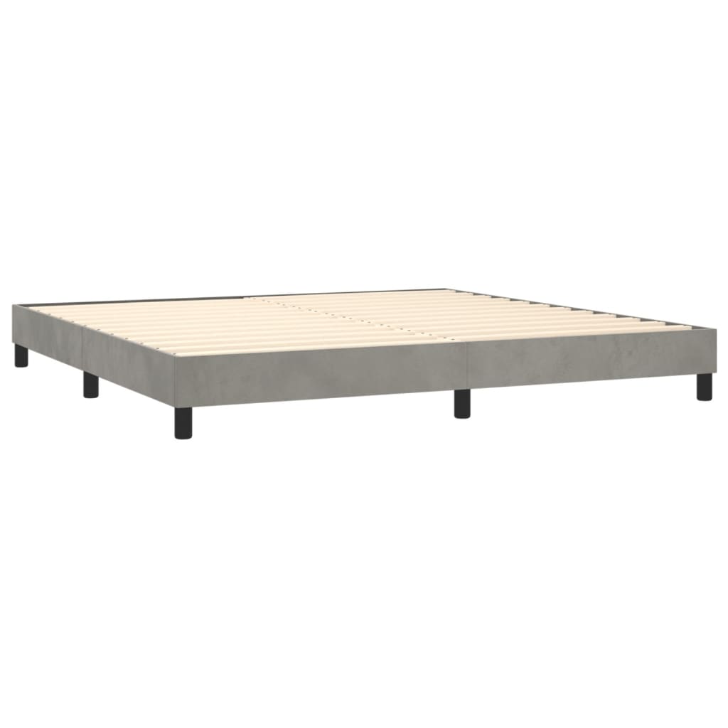 Box Spring Postel S Matrací Samet Světle Šedá