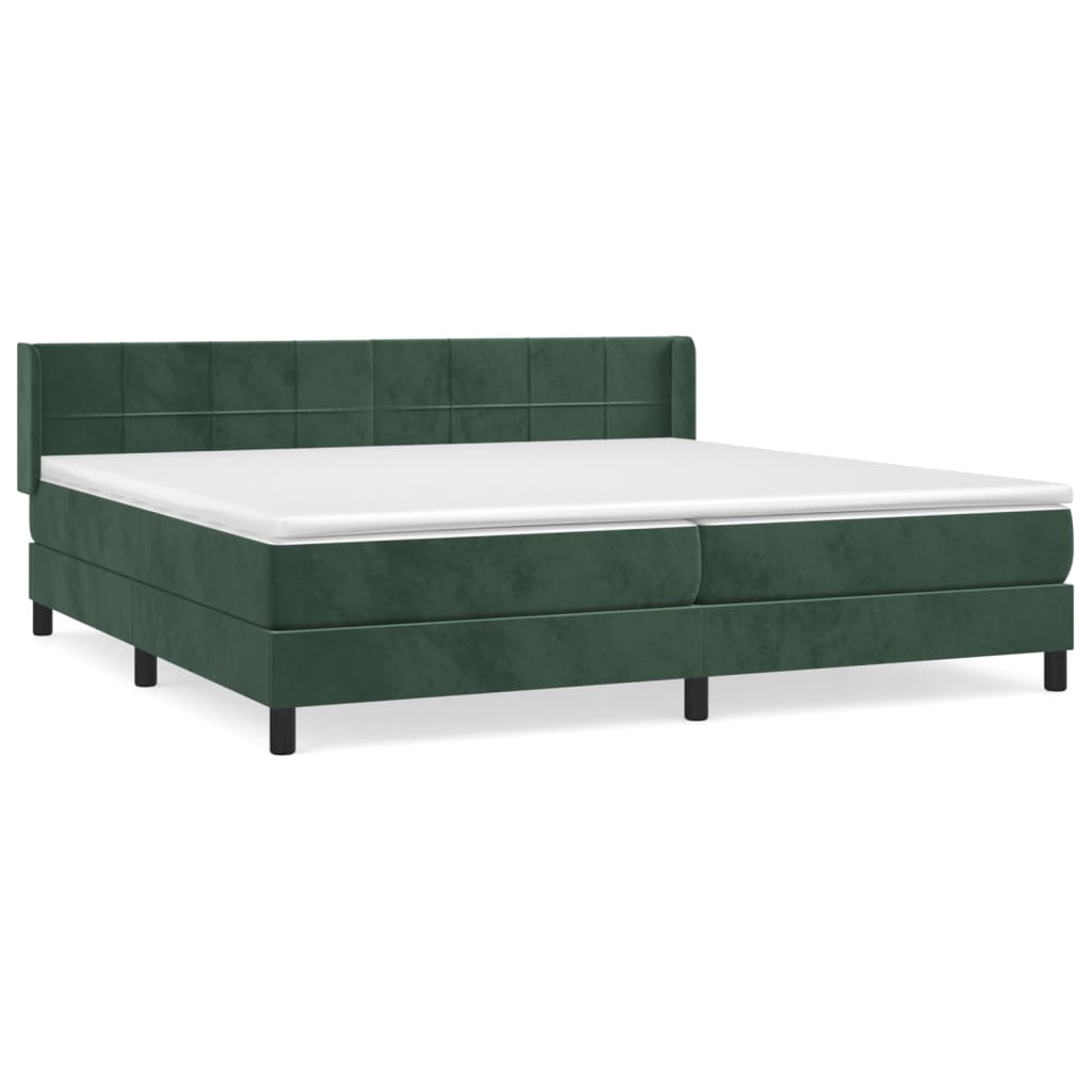 Box Spring Postel S Matrací Samet Tmavě Zelená