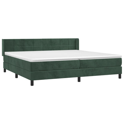 Box Spring Postel S Matrací Samet Tmavě Zelená