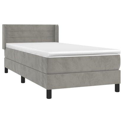 Box Spring Postel S Matrací Samet Světle Šedá
