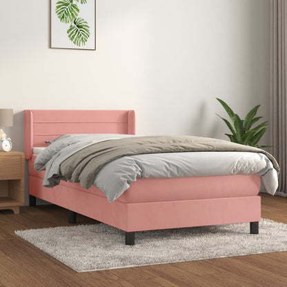 Box Spring Postel S Matrací Samet Růžová