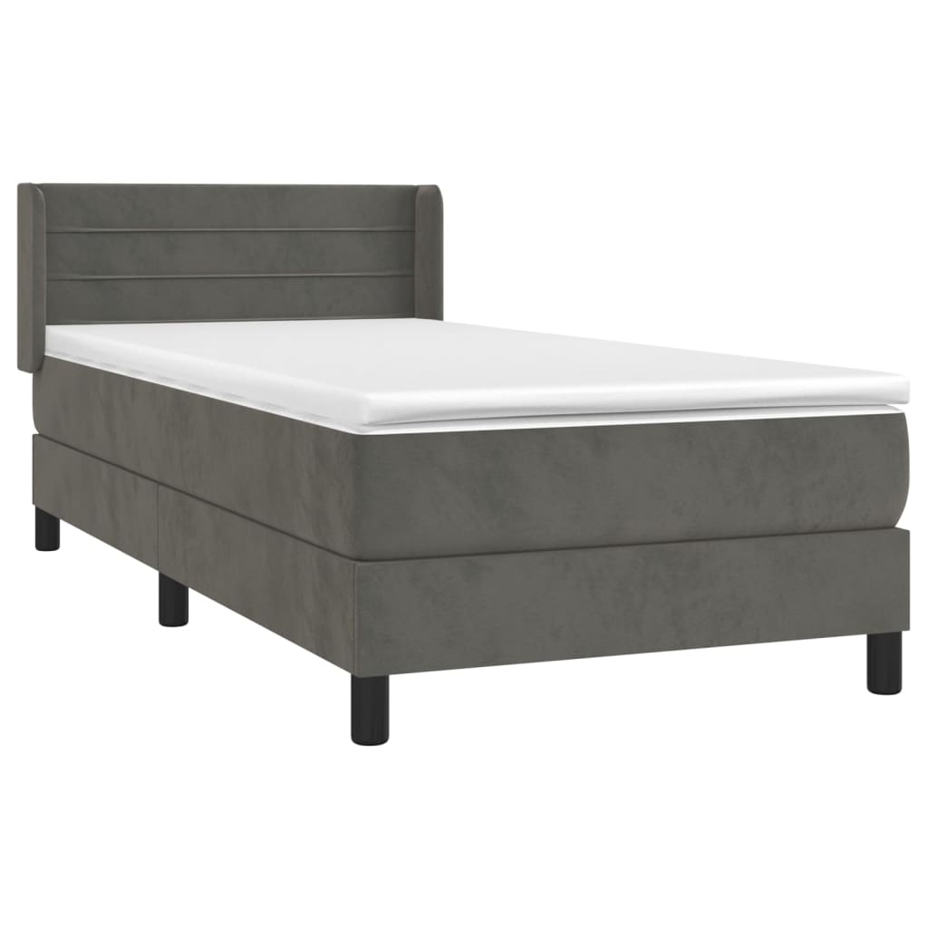 Box Spring Postel S Matrací Samet Tmavě Šedá