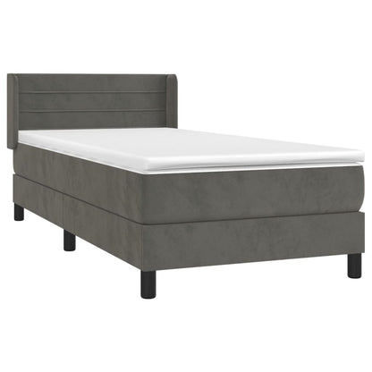 Box Spring Postel S Matrací Samet Tmavě Šedá