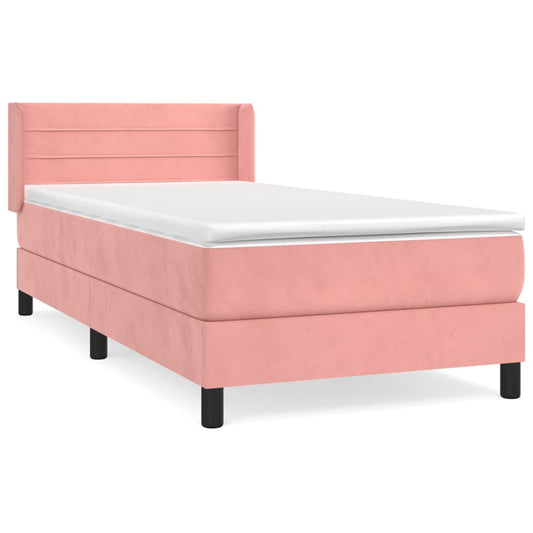 Box Spring Postel S Matrací Samet Růžová