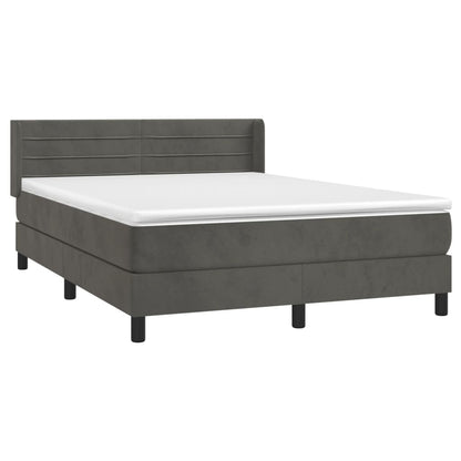 Box Spring Postel S Matrací Tmavě Šedý Samet Tmavě Šedá