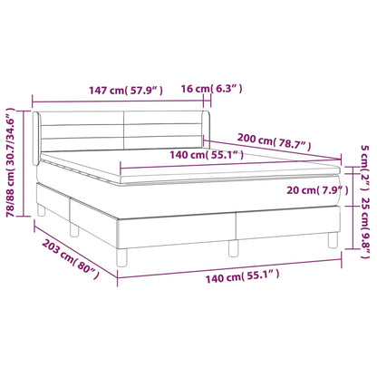 Box Spring Postel S Matrací Samet Světle Šedá