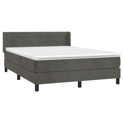 Box Spring Postel S Matrací Samet Tmavě Šedá
