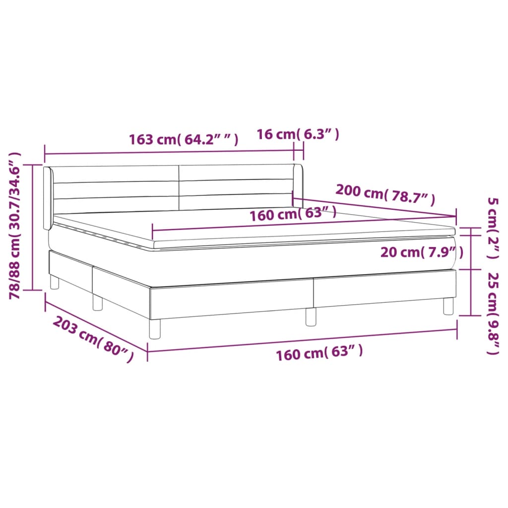 Box Spring Postel S Matrací Černá Samet Černá
