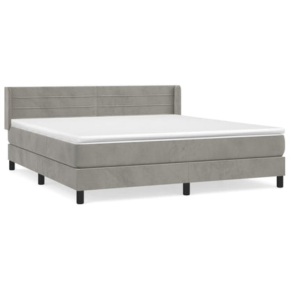 Box Spring Postel S Matrací Samet Světle Šedá