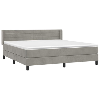 Box Spring Postel S Matrací Samet Světle Šedá