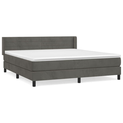 Box Spring Postel S Matrací Samet Tmavě Šedá