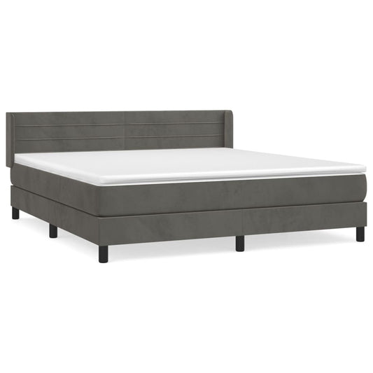 Box Spring Postel S Matrací Samet Tmavě Šedá