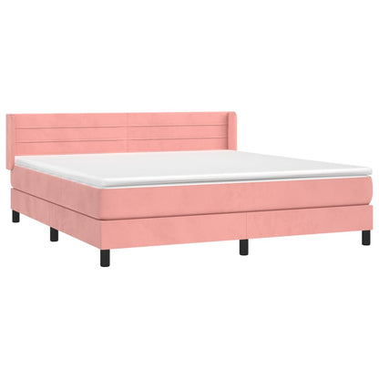 Box Spring Postel S Matrací Samet Růžová