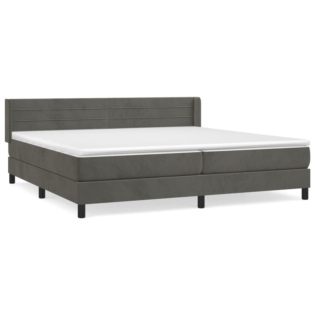 Box Spring Postel S Matrací Samet Tmavě Šedá