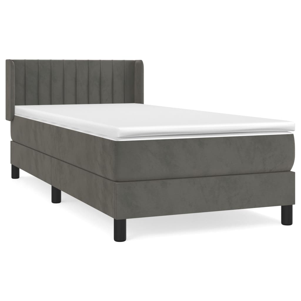 Box Spring Postel S Matrací Samet Tmavě Šedá