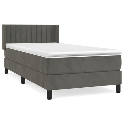 Box Spring Postel S Matrací Samet Tmavě Šedá