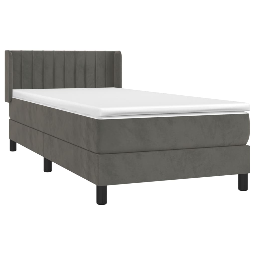 Box Spring Postel S Matrací Samet Tmavě Šedá