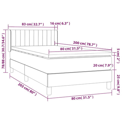 Box Spring Postel S Matrací Samet Tmavě Šedá