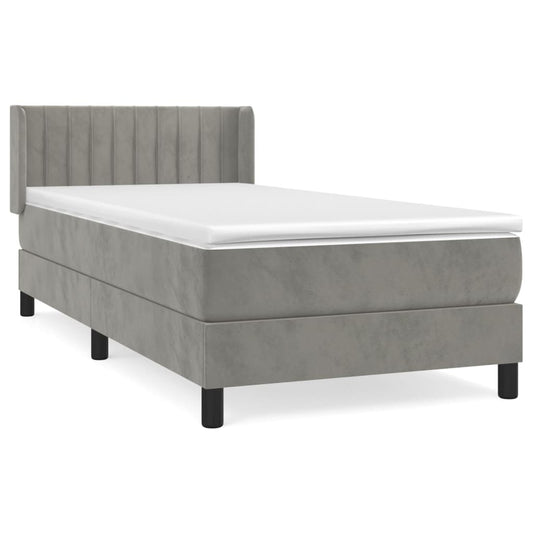Box Spring Postel S Matrací Samet Světle Šedá