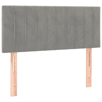 Box Spring Postel S Matrací Samet Světle Šedá