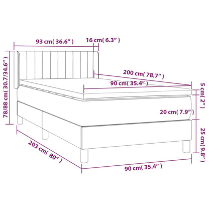 Box Spring Postel S Matrací Samet Světle Šedá