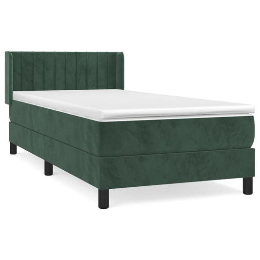 Box Spring Postel S Matrací Samet Tmavě Zelená