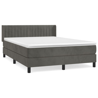 Box Spring Postel S Matrací Tmavě Šedý Samet Tmavě Šedá