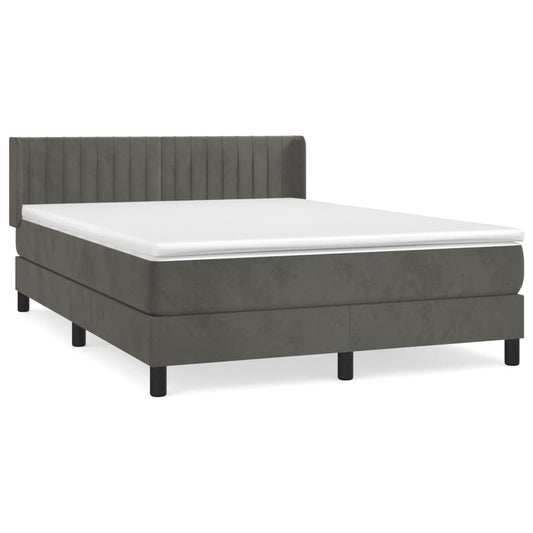 Box Spring Postel S Matrací Tmavě Šedý Samet Tmavě Šedá