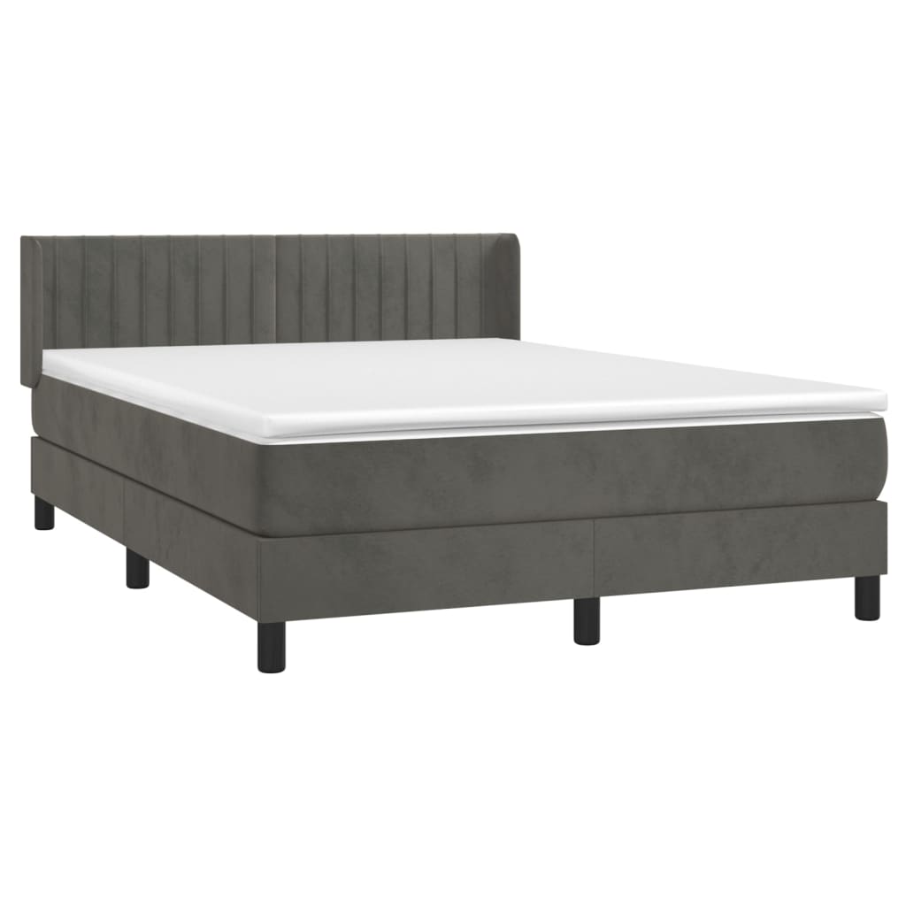 Box Spring Postel S Matrací Tmavě Šedý Samet Tmavě Šedá