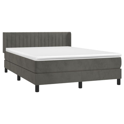 Box Spring Postel S Matrací Tmavě Šedý Samet Tmavě Šedá