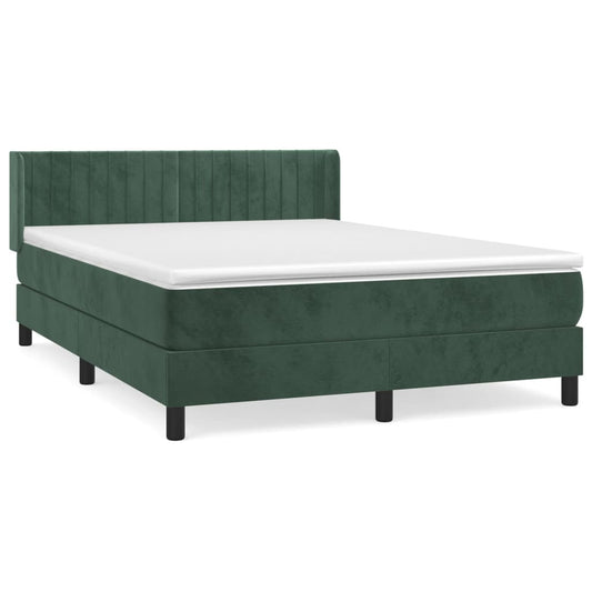 Box Spring Postel S Matrací Samet Tmavě Zelená