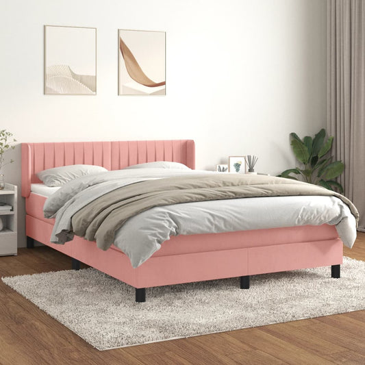 Box Spring Postel S Matrací Samet Růžová
