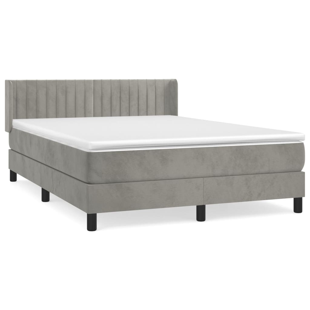 Box Spring Postel S Matrací Samet Světle Šedá
