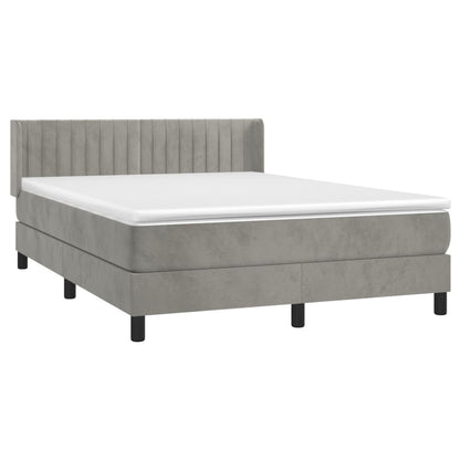 Box Spring Postel S Matrací Samet Světle Šedá