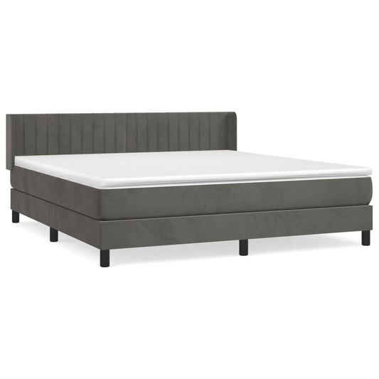 Box Spring Postel S Matrací Samet Tmavě Šedá