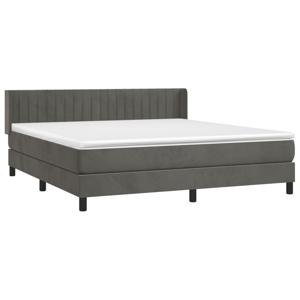 Box Spring Postel S Matrací Samet Tmavě Šedá