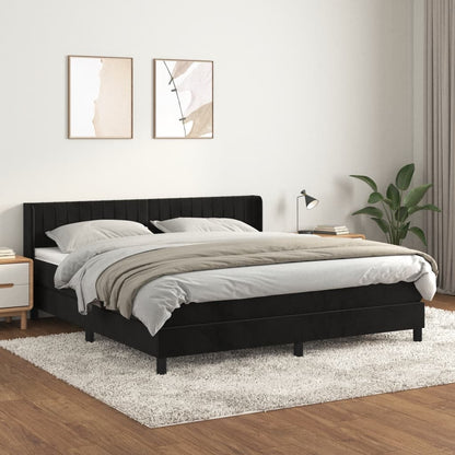 Box Spring Postel S Matrací Černá Samet Černá