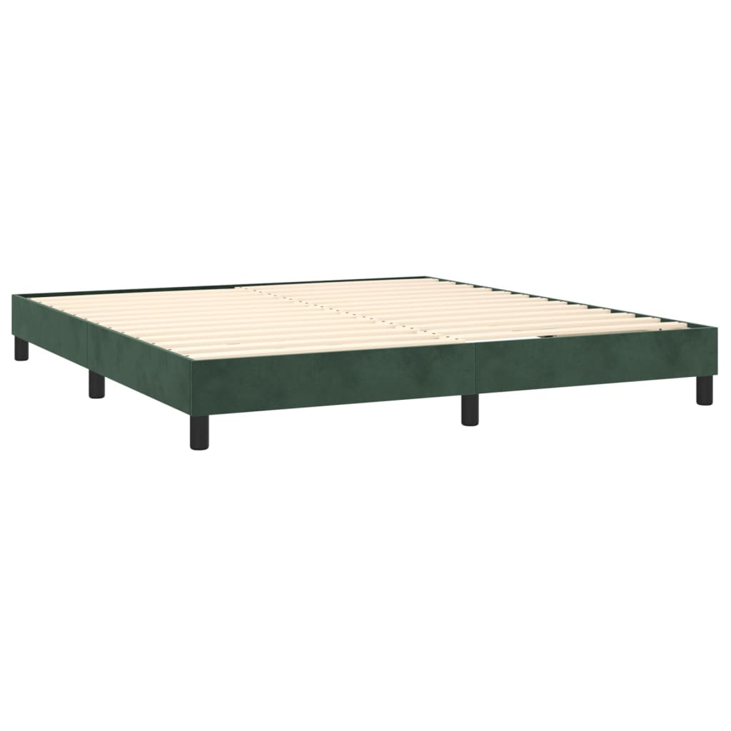 Box Spring Postel S Matrací Samet Tmavě Zelená