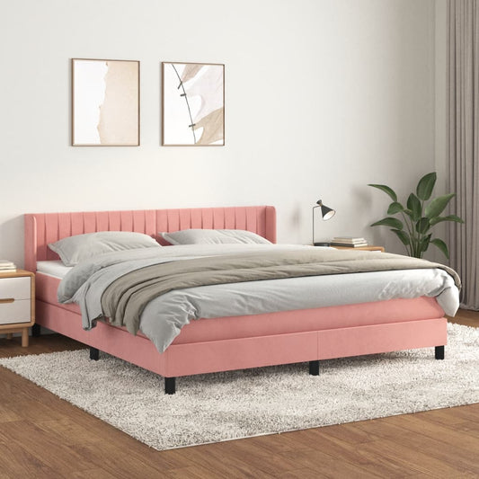 Box Spring Postel S Matrací Samet Růžová