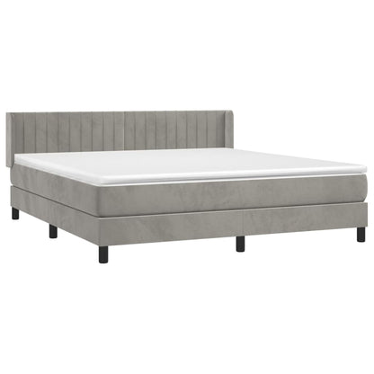 Box Spring Postel S Matrací Samet Světle Šedá